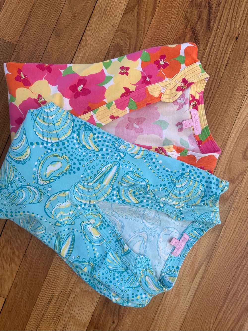 Lilly Pulitzer cotton tunic Bright Floral & Turquoise Seashell Tunic Duo
